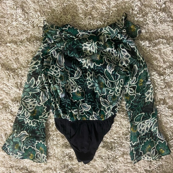 NWT Band of the Free Bonnie Emerald Black Floral Boho Gypsy Bodysuit Size Small - Picture 5 of 12